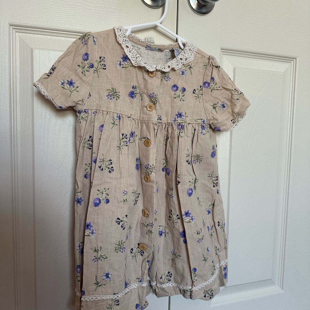 4T Vintage Floral Button-Up Kids Dress